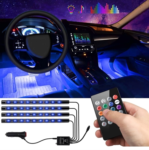 New 4 line interior under dash atmosphere LED lighting kit with remote - Picture 1 of 8